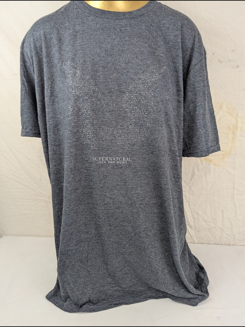 Supernatural Join The Hunt Gray Men's T-Shirt Subtle Angel Wings Graphic XL